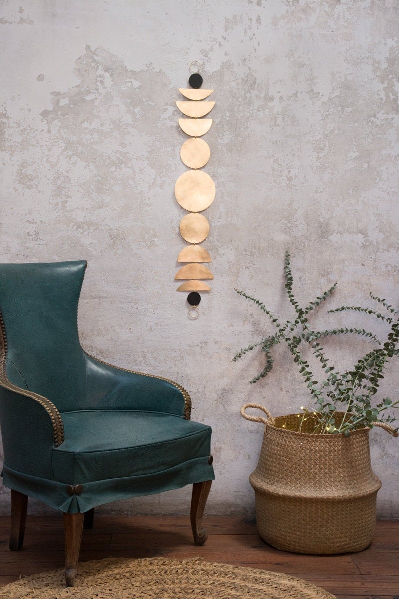 Moon Moon Phases Brass Pendant
